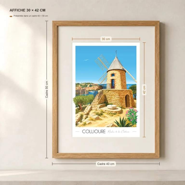 Foliove - Affiche Collioure Moulin de la Cortina – 100x140 cm (B0)