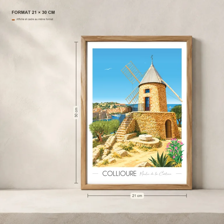 Foliove - Affiche Collioure Moulin de la Cortina – 100x140 cm (B0)
