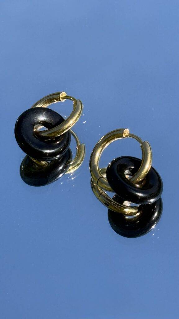 Maison Mallow - Boucles d'Oreilles Léonore Donut Onyx Noir