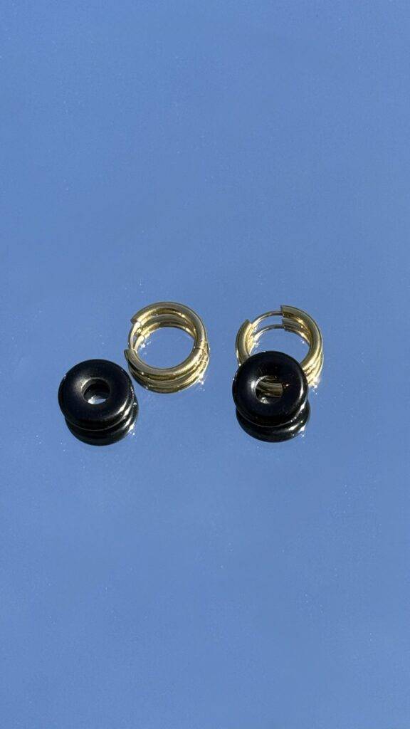 Maison Mallow - Boucles d'Oreilles Léonore Donut Onyx Noir