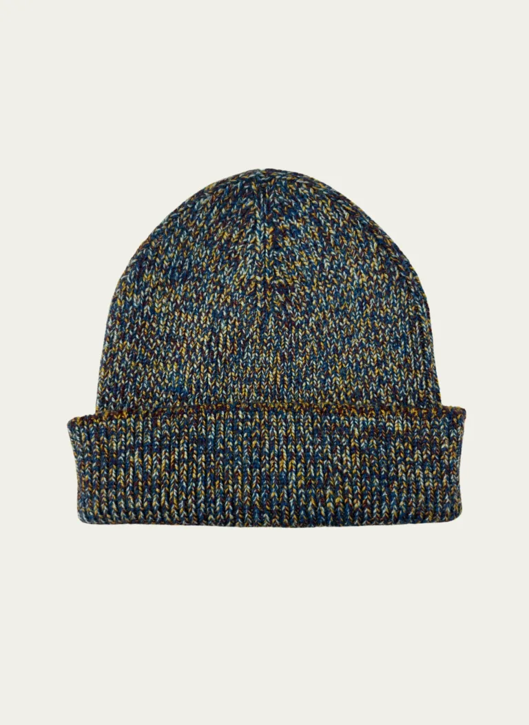 Nitto Knitwear - Bonnet Ara Chiné - Bleu Pétrole / Ocre – Taille unique