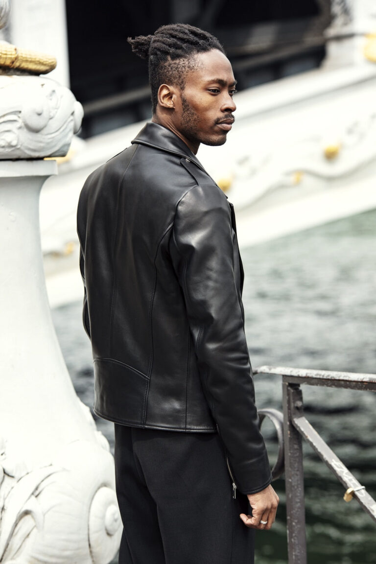 Atelier Bertrand - Blouson biker N3 – 46 / Cerf - Bleu marine