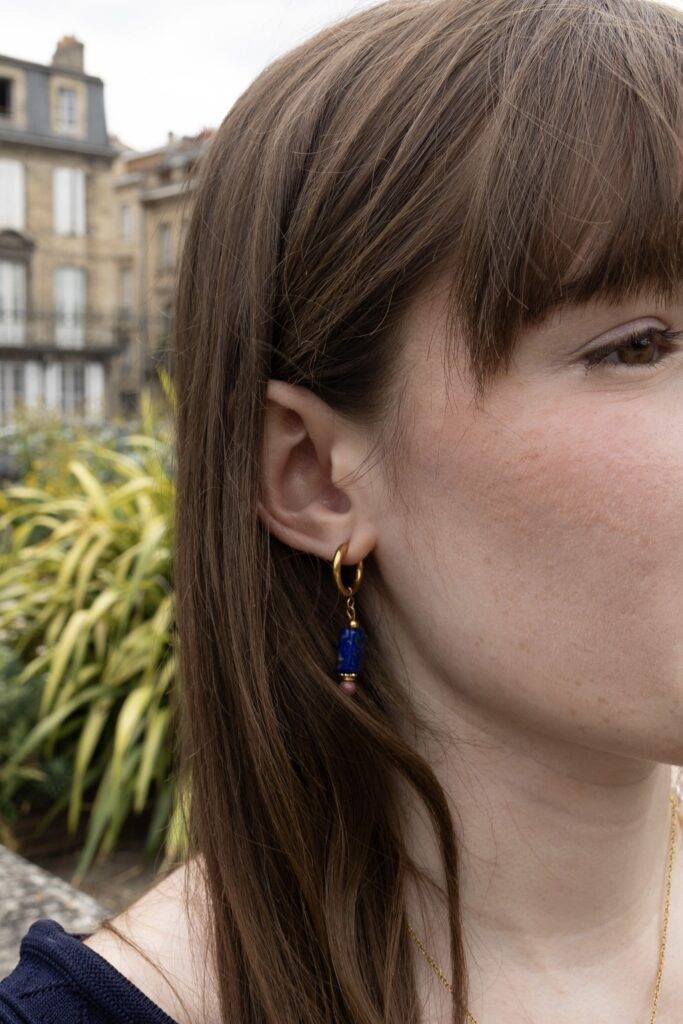 Maison Mallow - Boucles d'Oreilles Margot Lapis-lazuli et Rhodonite