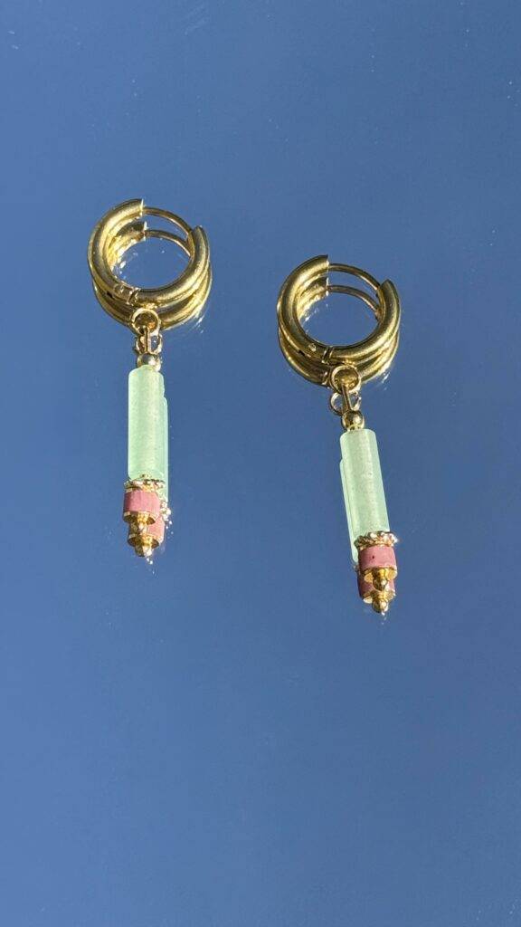 Maison Mallow - Boucles d'Oreilles Margot Aventurine et Rhodonite