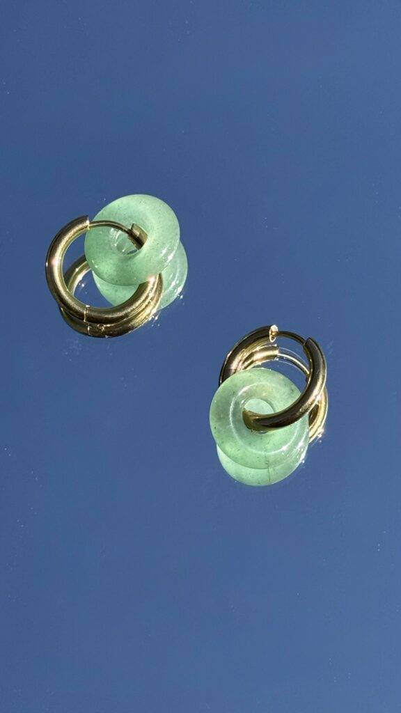 Maison Mallow - Boucles d'Oreilles Léonore Donut Vert - Aventurine
