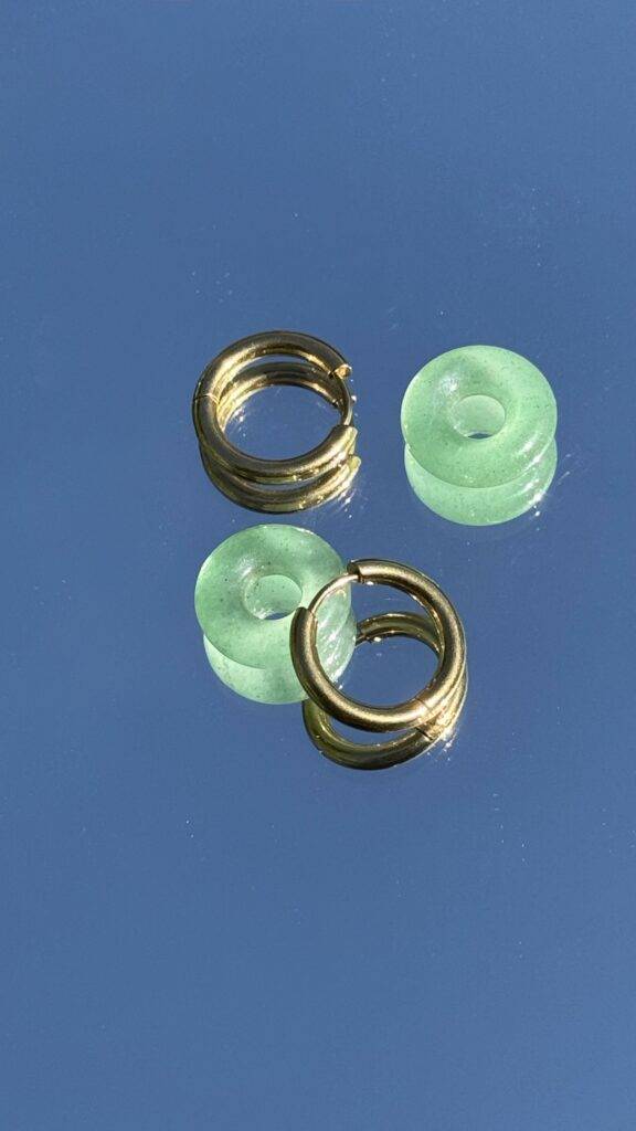 Maison Mallow - Boucles d'Oreilles Léonore Donut Vert - Aventurine