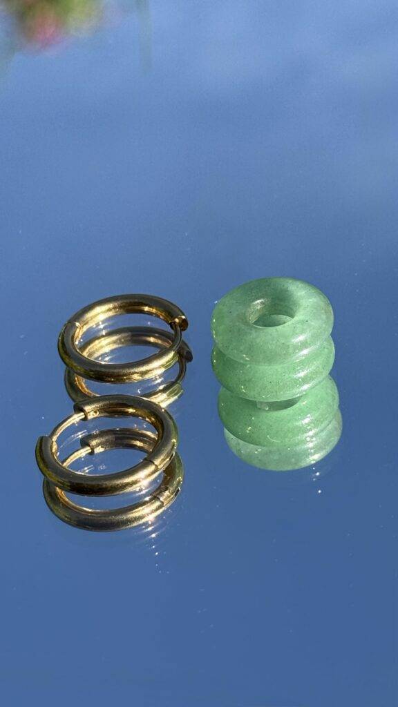 Maison Mallow - Boucles d'Oreilles Léonore Donut Vert - Aventurine