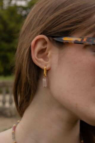 Boucles d’Oreilles Alicia quartz rose par la marque MAISON MALLOW MAISON MALLOW - Boucles d’Oreilles Alicia quartz rose