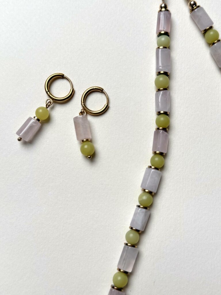 Maison Mallow - Collier Candy - quartz rose et jade