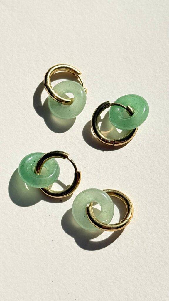 Maison Mallow - Boucles d'Oreilles Léonore Donut Vert - Aventurine