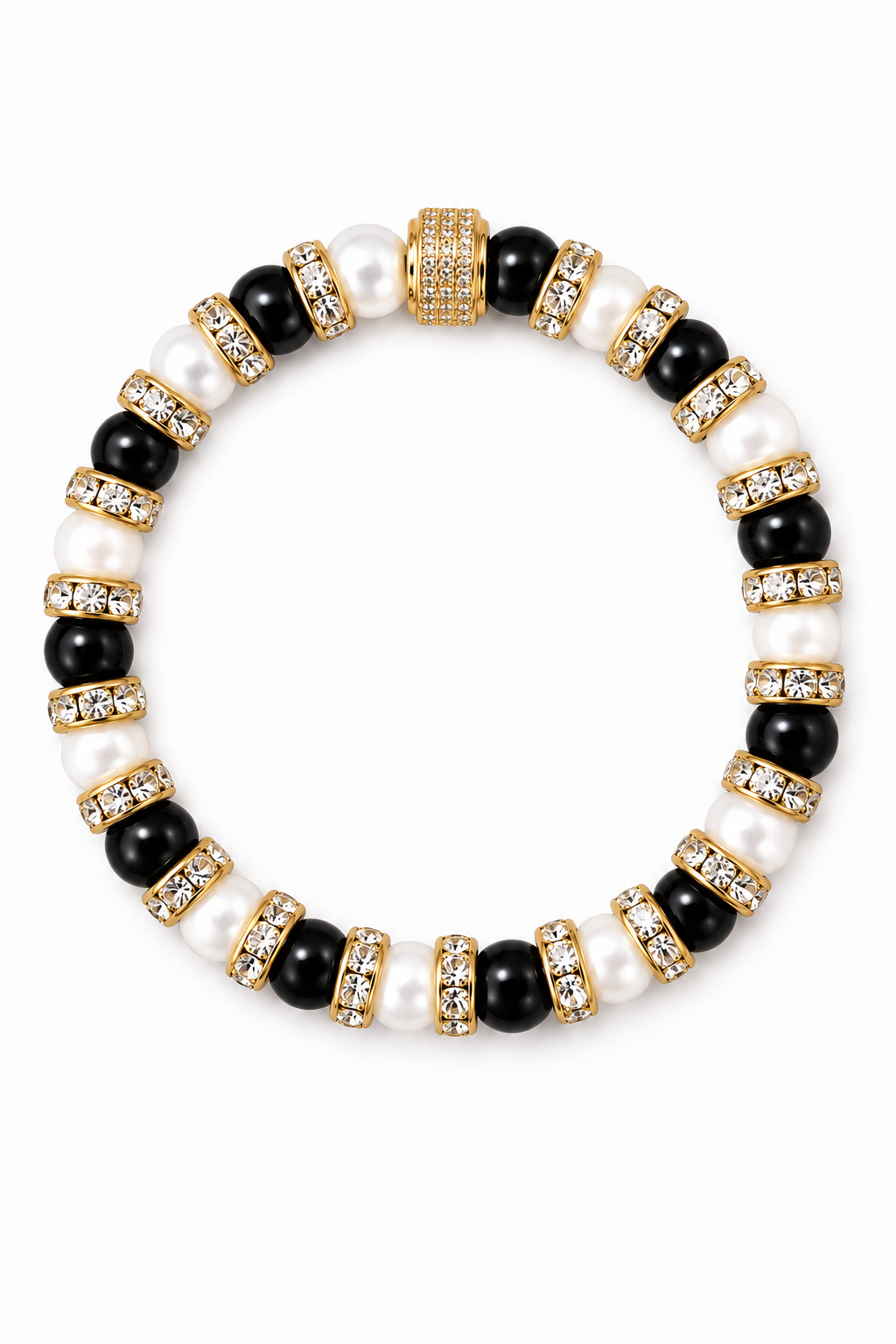 NEIJE - Bracelet Schachmatt Onyx et Perles de Culture – 19 cm