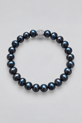 Bracelet Marlow Perles d’eau douce Noir Profond Or Blanc par la marque NEIJE NEIJE - Bracelet Marlow Perles d’eau douce Noir Profond Or Blanc