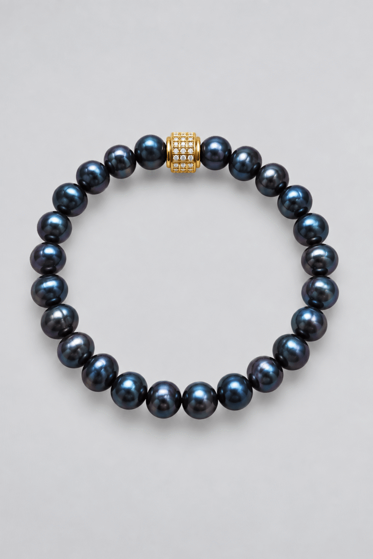 Bracelet Perles de Tahiti NEIJE - Bracelet Marlow Perles d'eau douce Noir Profond Or Jaune – 21 cm