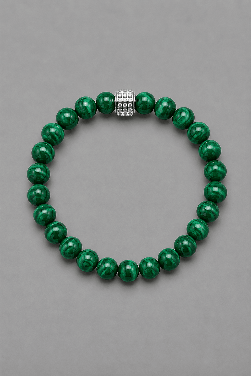 Bracelet homme Malachite NEIJE - Coffret Duo de Bracelets Onyx & Malachite - Or Blanc – XL (poignet de 19 à 21 cm)