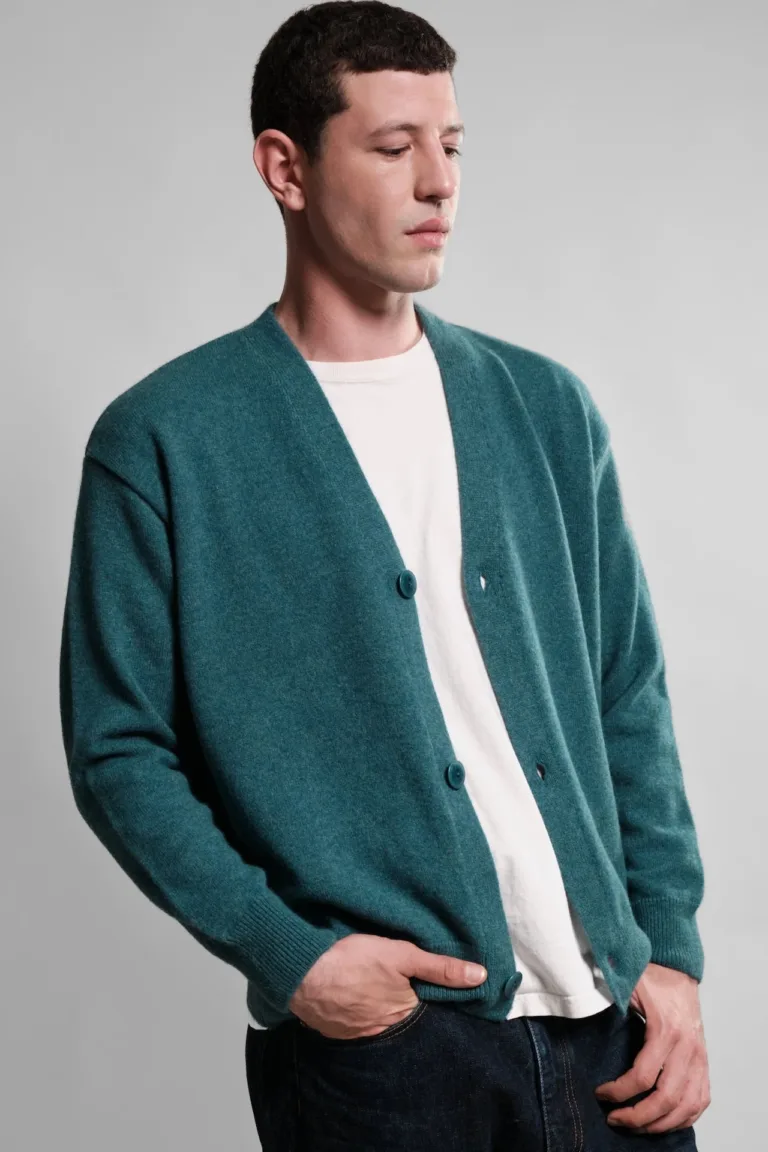CARDIGAN LAINE ANGORA ARMEN BLEU SHRUB 1 Nitto Knitwear - Cardigan Armen - Bleu Shrub – XXL