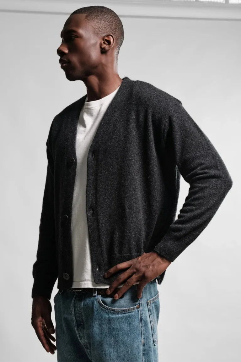CARDIGAN LAINE ANGORA ARMEN CHARCOAL 7 Nitto Knitwear - Cardigan Armen - Charcoal – XXL