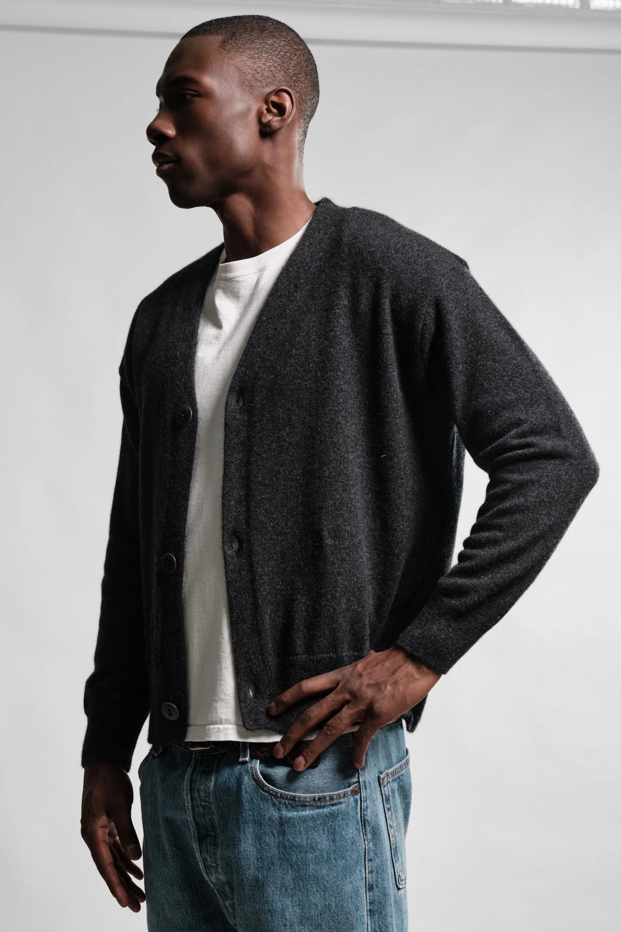CARDIGAN LAINE ANGORA ARMEN CHARCOAL 7 Nitto Knitwear - Cardigan Armen - Charcoal – XXL