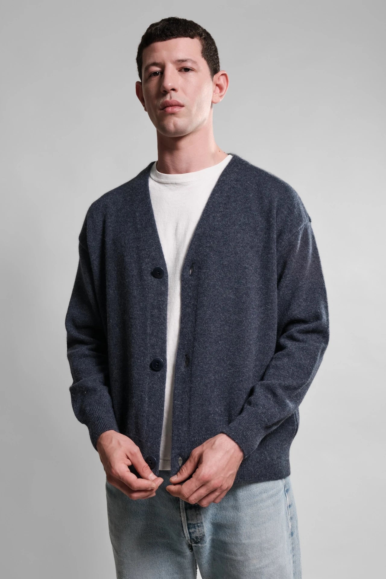 CARDIGAN LAINE ANGORA ARMEN NAVY MIX 1 Nitto Knitwear - Cardigan Armen - Navy Mix – XXL