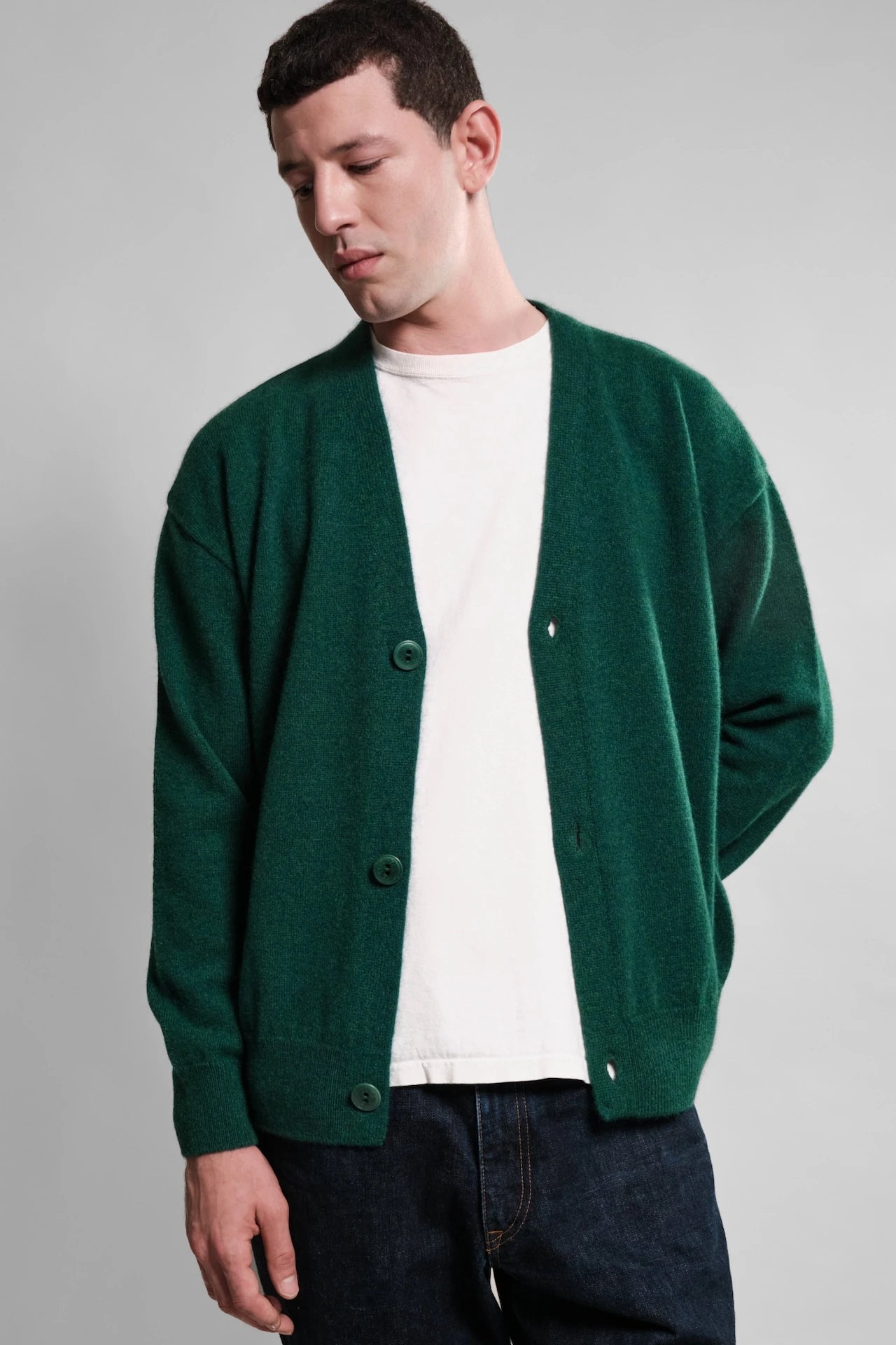 CARDIGAN LAINE ANGORA ARMEN VERT SACRAMENTO 2 Nitto Knitwear - Cardigan Armen - Vert Sacramento – XL