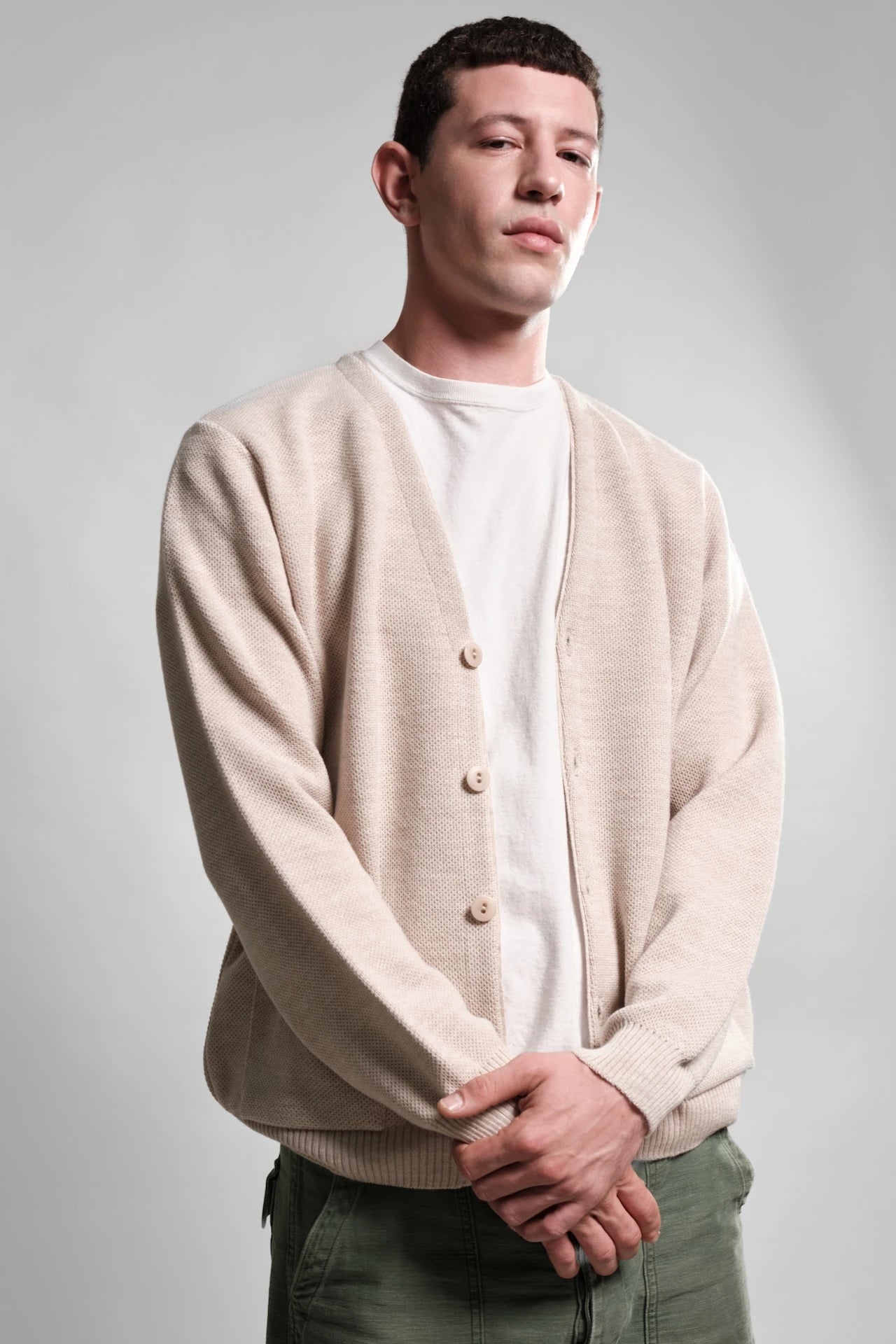 CARDIGAN NATUREL YOURI LAINE MERINOS 2 Nitto Knitwear - Cardigan Youri - Naturel – XXL