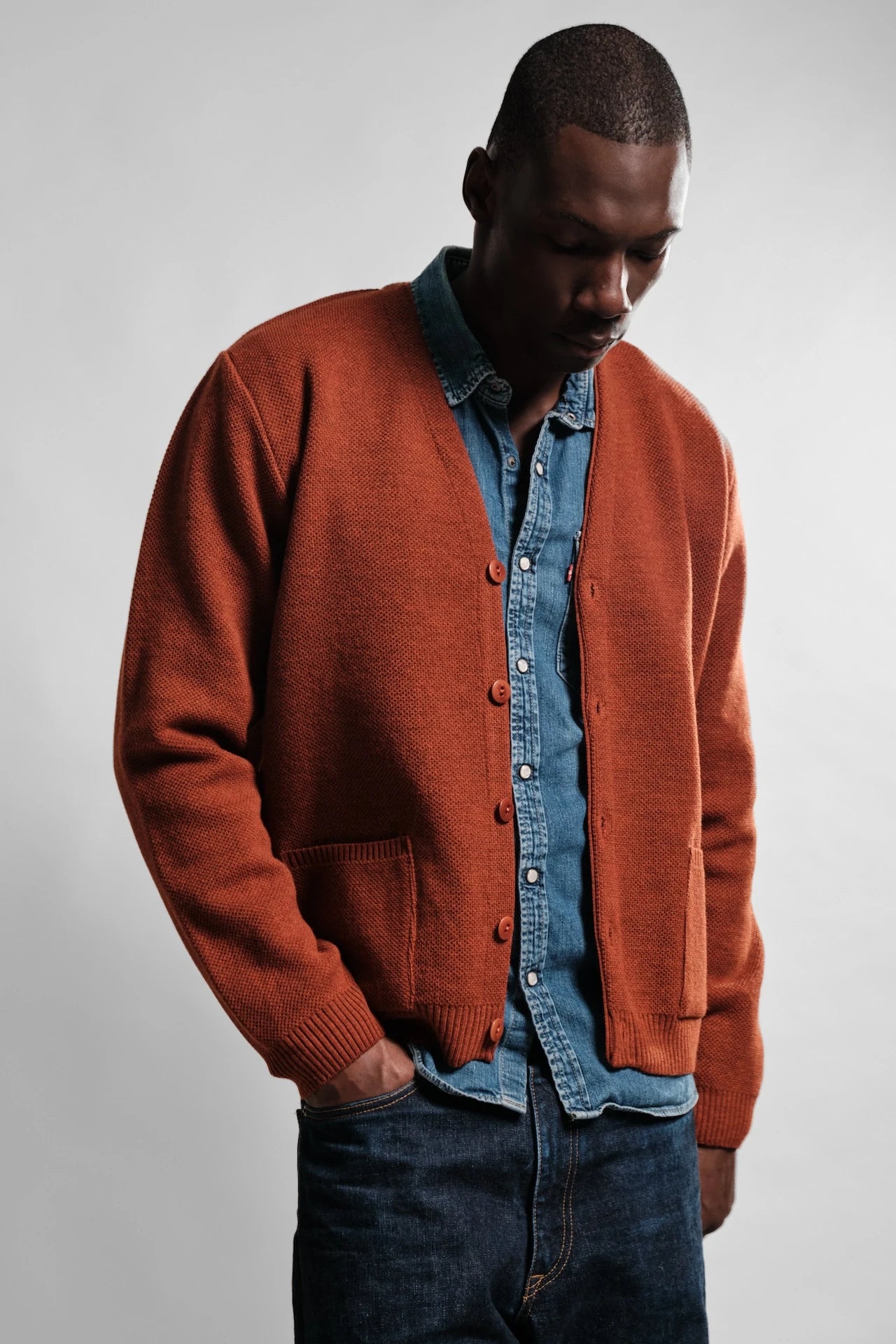 CARDIGAN ORANGE YOURI LAINE MERINOS 2 Nitto Knitwear - Cardigan Youri - Orange – XXL