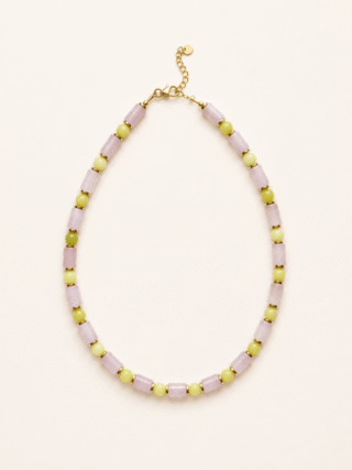 Collier Candy – quartz rose et jade par la marque MAISON MALLOW MAISON MALLOW - Collier Candy – quartz rose et jade