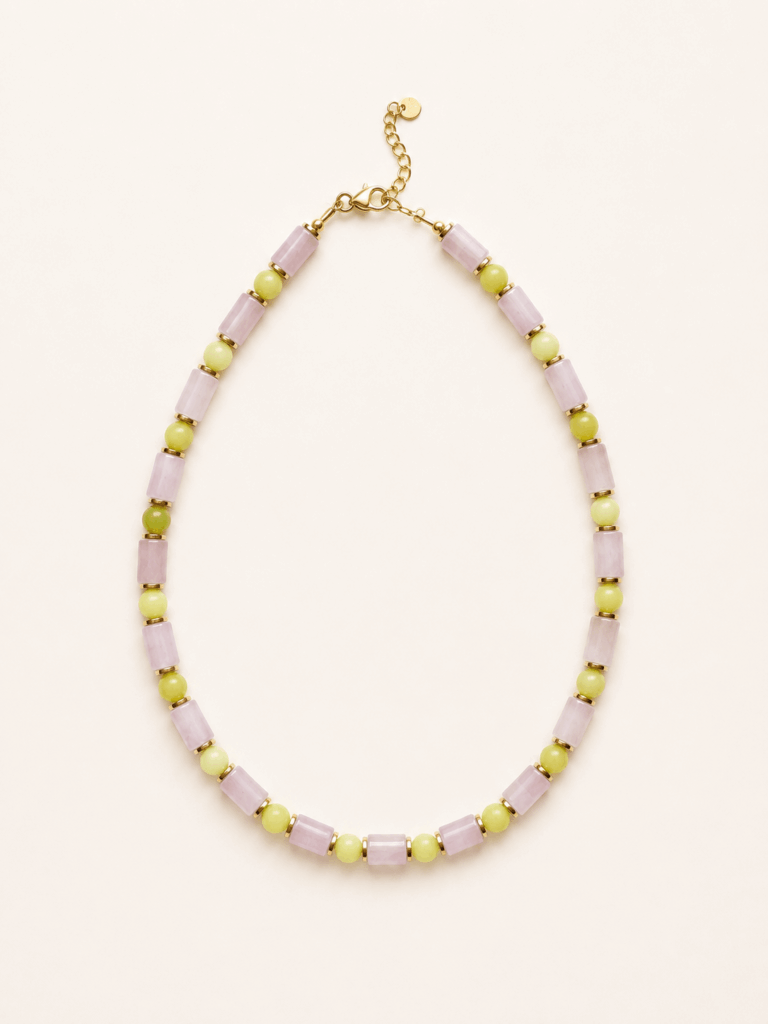 Collier Candy en quartz rose en jade lemon 768x1024 1 Maison Mallow - Collier Candy - quartz rose et jade