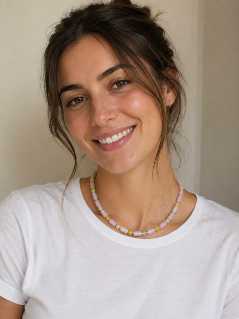 Maison Mallow - Collier Candy - quartz rose et jade