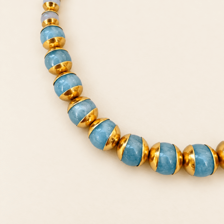 Collier Janis aigue marine details Maison Mallow -