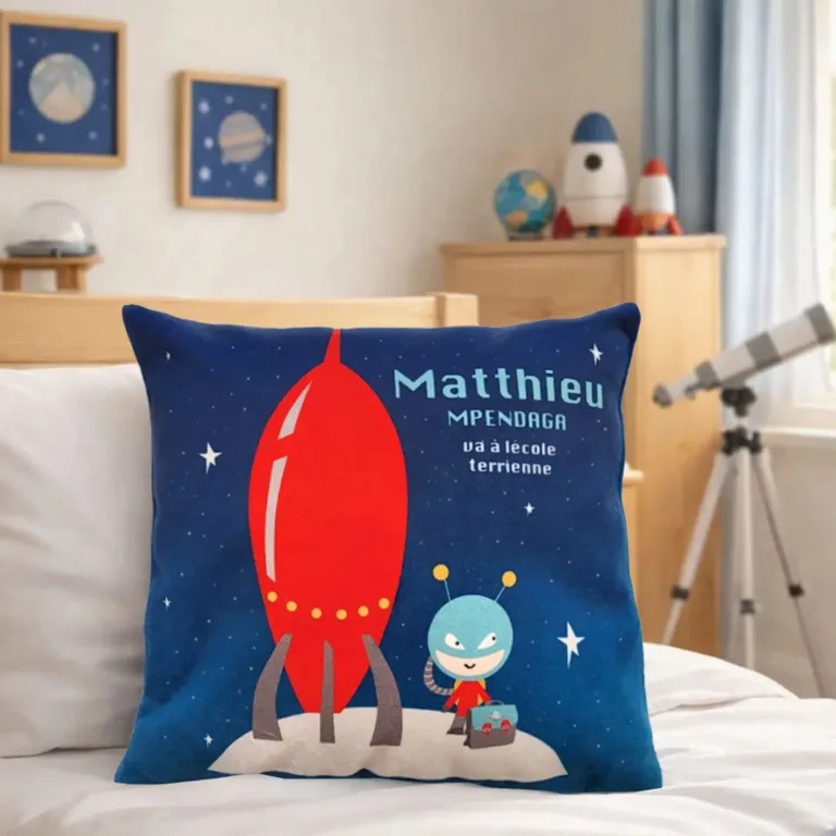 Atelier Baby’Sphère - Coussin du voyageur de l'espace allant à l'école terrienne
