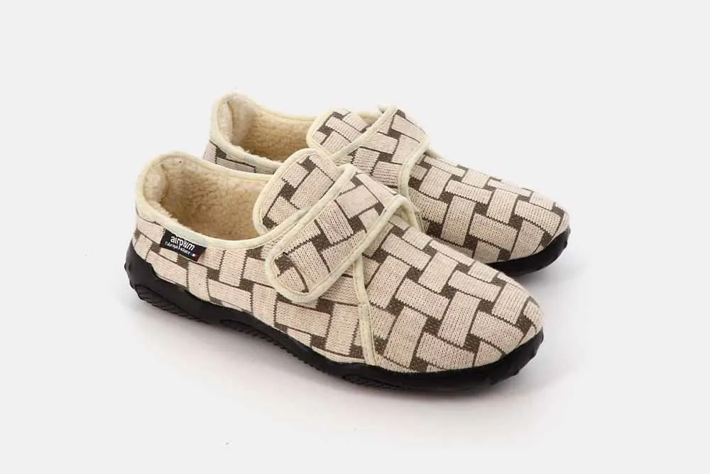 DRELIA PAIRE SCRATCH BEIGE HOMME MOTIF AIRFLEX AIRPLUM CHAUSSONS Airplum -