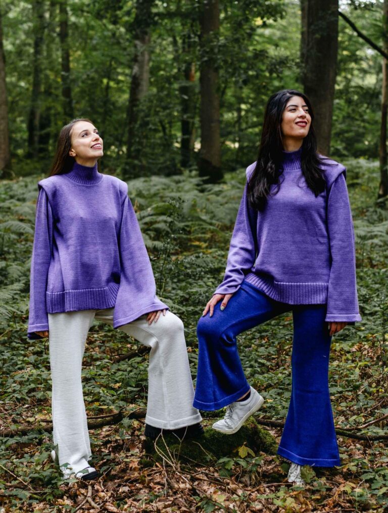 Divine Harmonie - Pull Col Montant Chakra Coronal en Laine Mérinos – XL / Violet