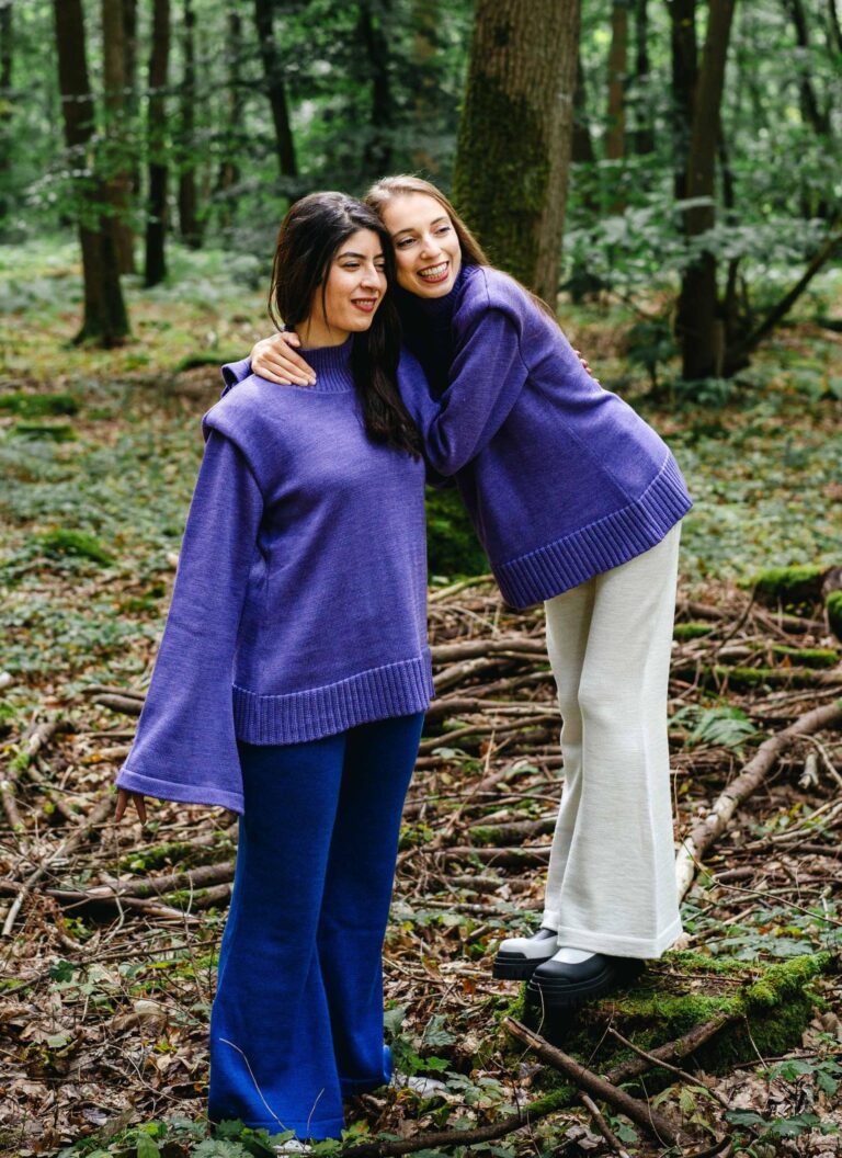 Divine Harmonie - Pull Col Montant Chakra Coronal en Laine Mérinos – XL / Violet