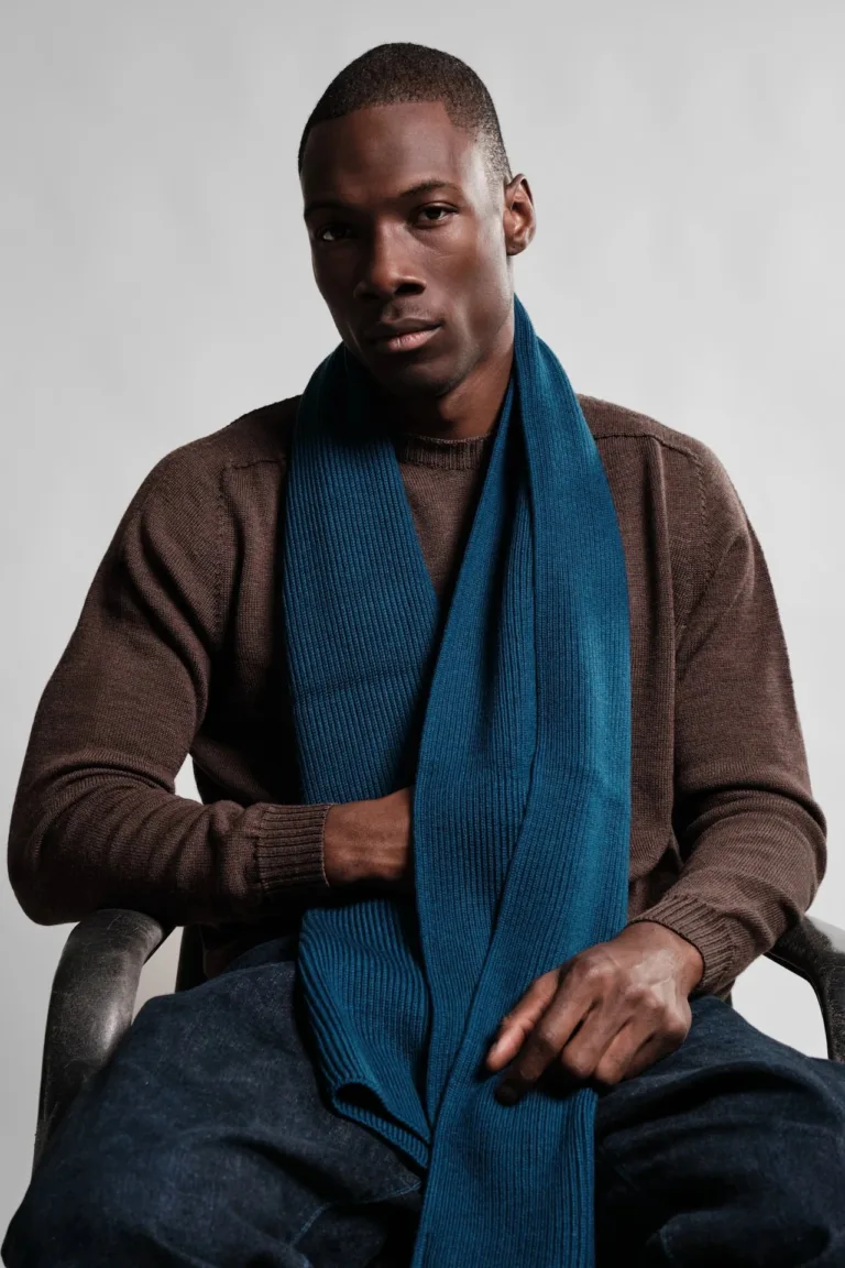 ECHARPE LORIS BLEU PETROLE 1 Nitto Knitwear - Echarpe Loris - Bleu Pétrole – Taille unique