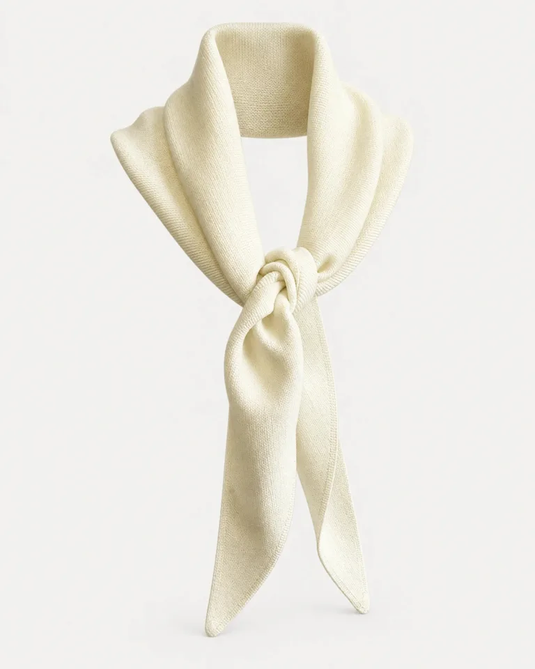 ENZA FOULARD ECRU FACE Tricots Jean Marc - Écharpe Triangle Enza - Écru – Taille Unique