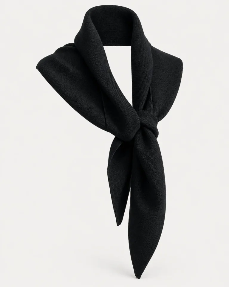 ENZA FOULARD NOIR FACE Tricots Jean Marc - Écharpe Triangle Enza - Noir – Taille Unique