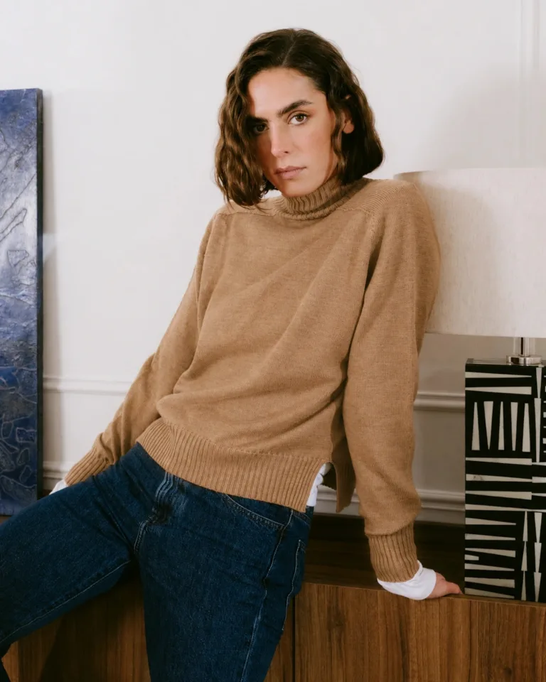 Tricots Jean Marc - Pull Col Montant Enza - Camel – L