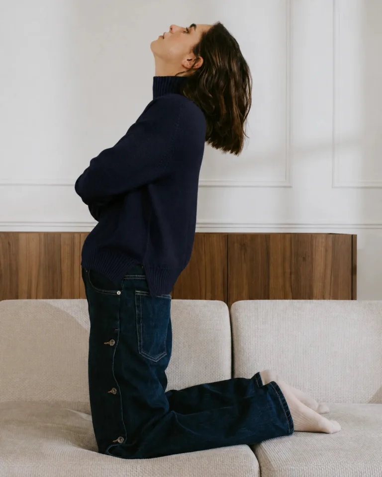 Tricots Jean Marc - Pull Col Montant Enza - Marine – L