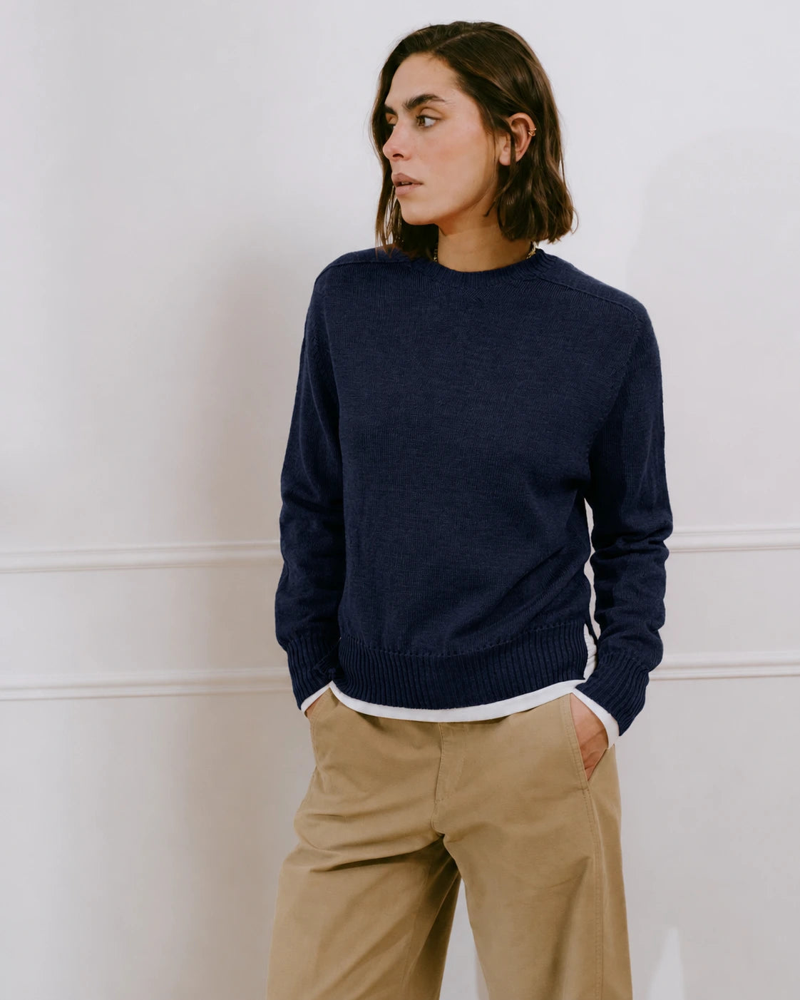 ENZA PULL COL ROND MARINE 1 Tricots Jean Marc - Pull Col Rond Enza - Marine – L