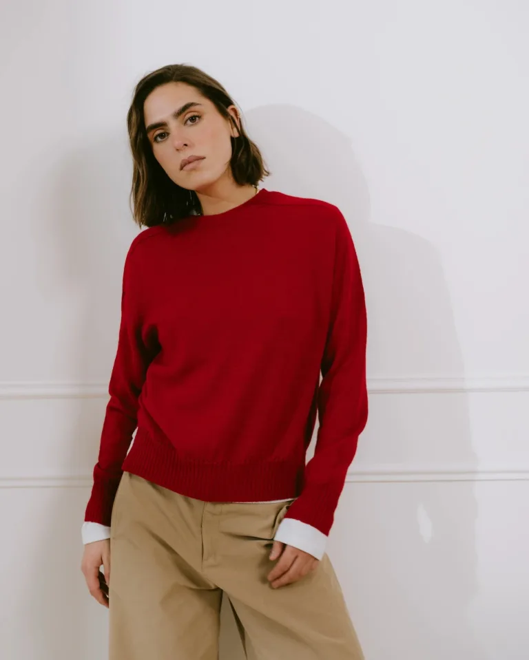 Tricots Jean Marc - Pull Col Rond Enza - Rouge – L