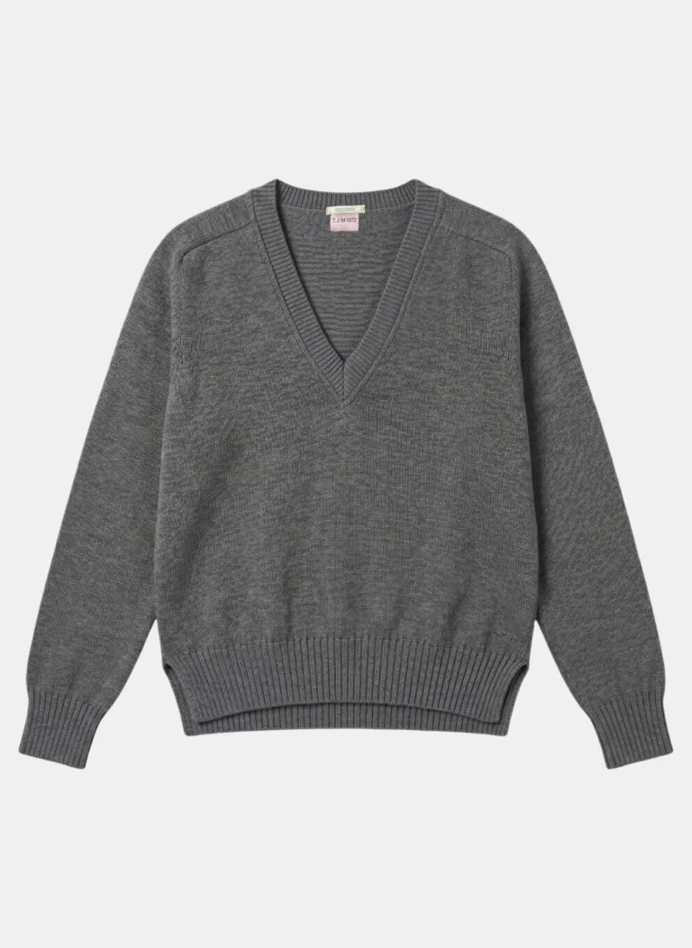 Tricots Jean Marc - Pull Col V Enza - Gris chiné – L