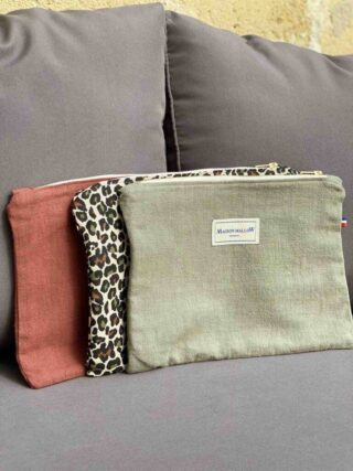 MAISON MALLOW - Pochette en Lin Vert Kaki
