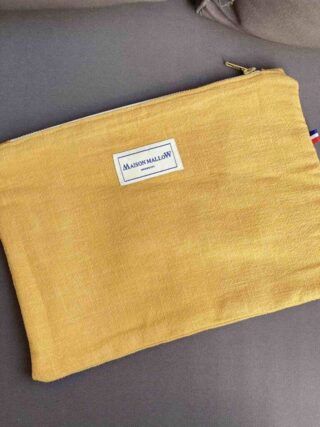 Pochette en Lin Jaune Moutarde par la marque MAISON MALLOW MAISON MALLOW - Pochette en Lin Jaune Moutarde