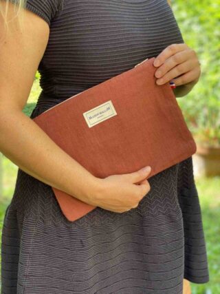 MAISON MALLOW - Pochette en Lin Terracotta