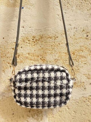 Sac à bandoulière Noir et Blanc Pied de Poule Constance par la marque MAISON MALLOW MAISON MALLOW - Sac à bandoulière Noir et Blanc Pied de Poule Constance