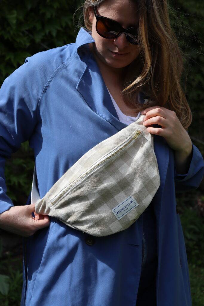 Maison Mallow - Sac Banane Carreaux Vichy Beige