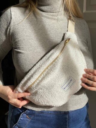 MAISON MALLOW - Sac Banane Laine bouclette écrue