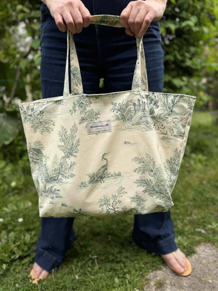 Maison Mallow - Sac Cabas Medium en Toile de Jouy Verte
