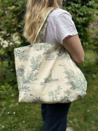 MAISON MALLOW - Sac Cabas Medium en Toile de Jouy Verte