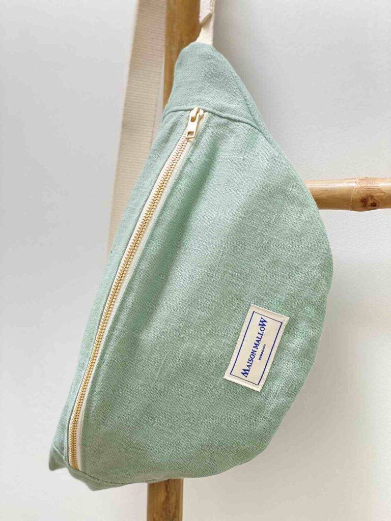 Maison Mallow - Sac Banane Lin Vert d'Eau